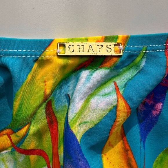 Chaps Tropical Blue One Piece Swimsuit Size 16 - Picture 6 of 8
